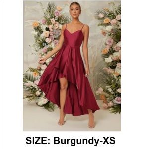 XS red high low dress